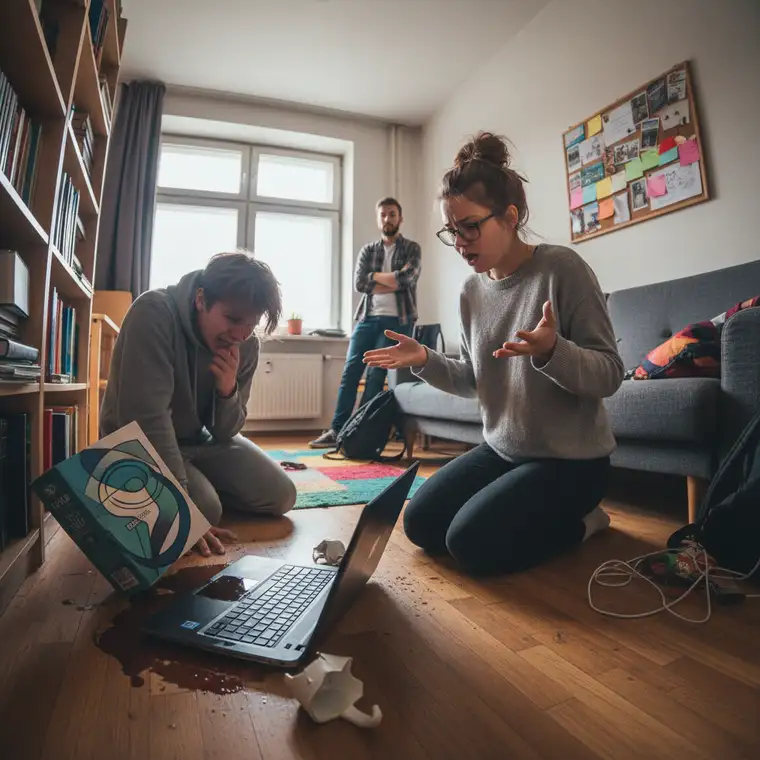 Wspólna kuchnia w mieszkaniu studenckim, gdzie najemcy pokoju korzystają z części wspólnych objętych lub nieobjętych ochroną OC w życiu prywatnym