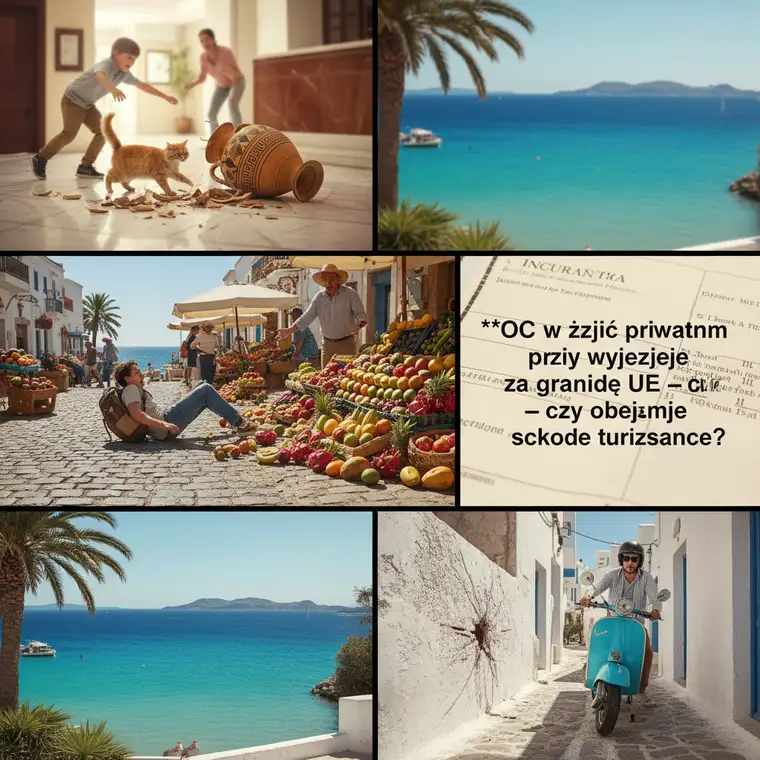 Para na plaży sprawdza warunki ubezpieczenia OC w życiu prywatnym za granicą UE na tablecie podczas planowania podróży