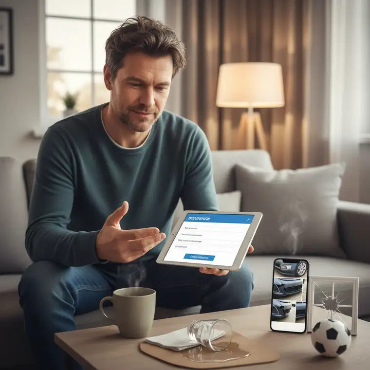 Rodzina omawiająca zgłoszenie szkody z OC w życiu prywatnym przy komputerze, symbolizująca sprawną likwidację szkód online