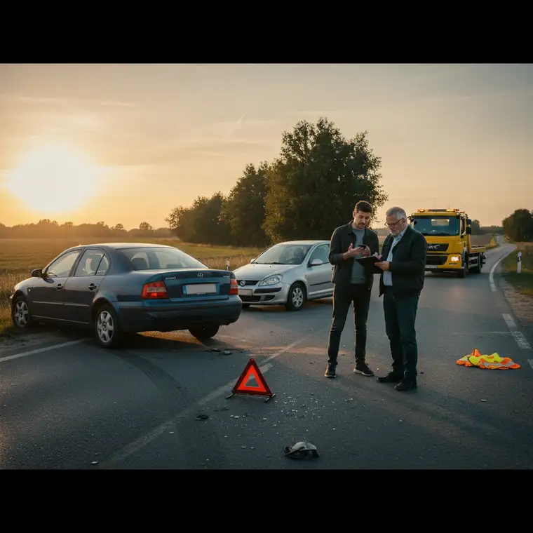 Laweta zabiera uszkodzony samochód po kolizji bez policji w ramach assistance samochodowego i holowania z polisy