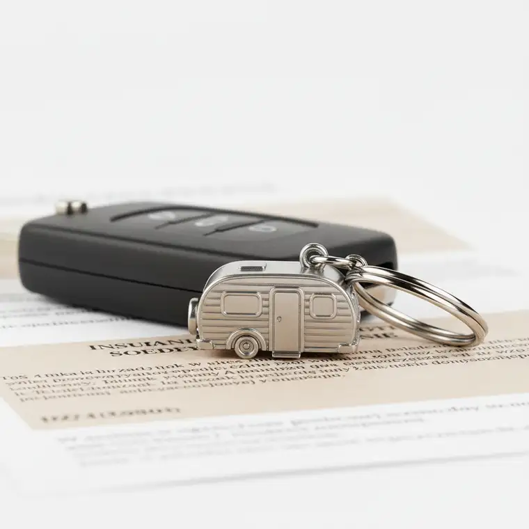 Rodzina z przyczepą kempingową zatrzymana na poboczu, pomoc drogowa i holowanie w ramach ubezpieczenia Assistance samochodowego z przyczepą