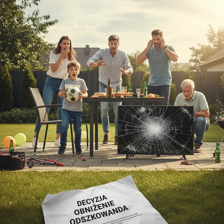 Rzeczoznawca porównuje ceny telewizorów na laptopie, analizując amortyzację i wartość rzeczywistą stłuczonego telewizora z OC w życiu prywatnym